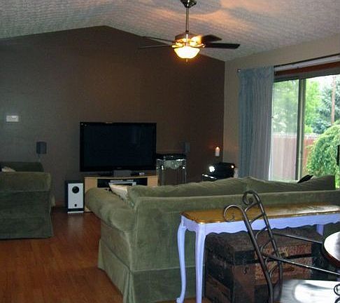 Stylish Great Room with Vaulted Ceiling