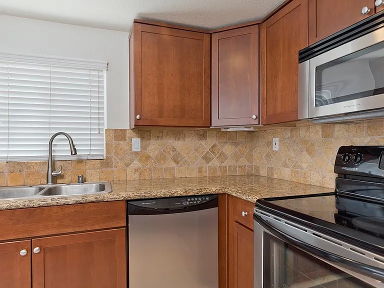 Kitchen with stainless steel appliances