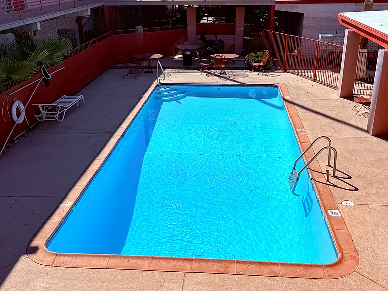 Sparkling blue community pool