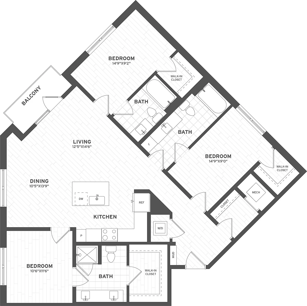 Floor plan 3 Bed/3 Bath-C3