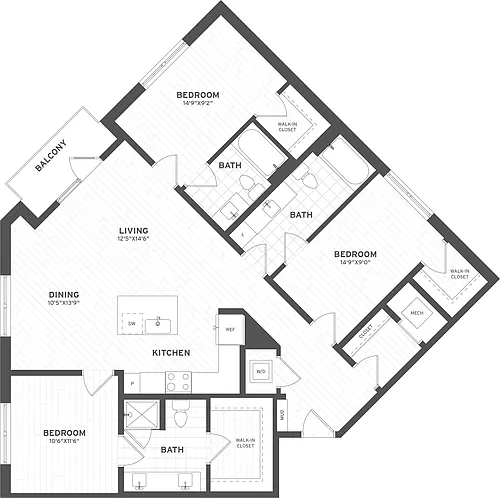 Floor plan 3 Bed/3 Bath-C3