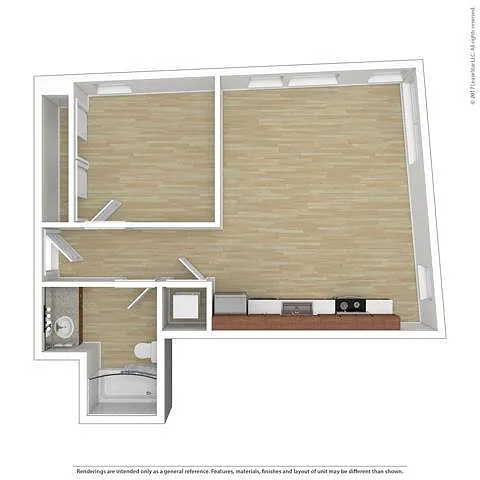 Floor plan One Bedroom One Bath - 697