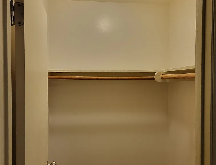 Walk in closet painted a nice white so you can correctly color match your clothes :-)