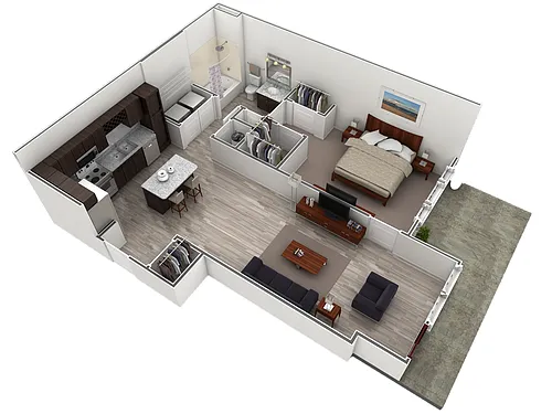 Floor plan 1 BR Designer Courtyard