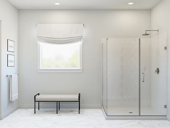 Glass shower enclosure in primary bath