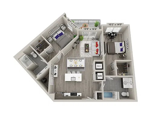 Floor plan 2 Bed/2 Bath-C8