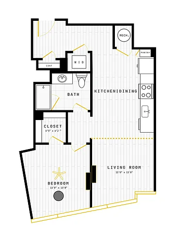 Floor plan 1 Bed/1 Bath-1BR-12
