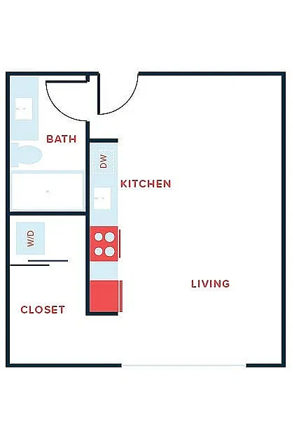 Floor plan Studio, 1 Bath - Apt D
