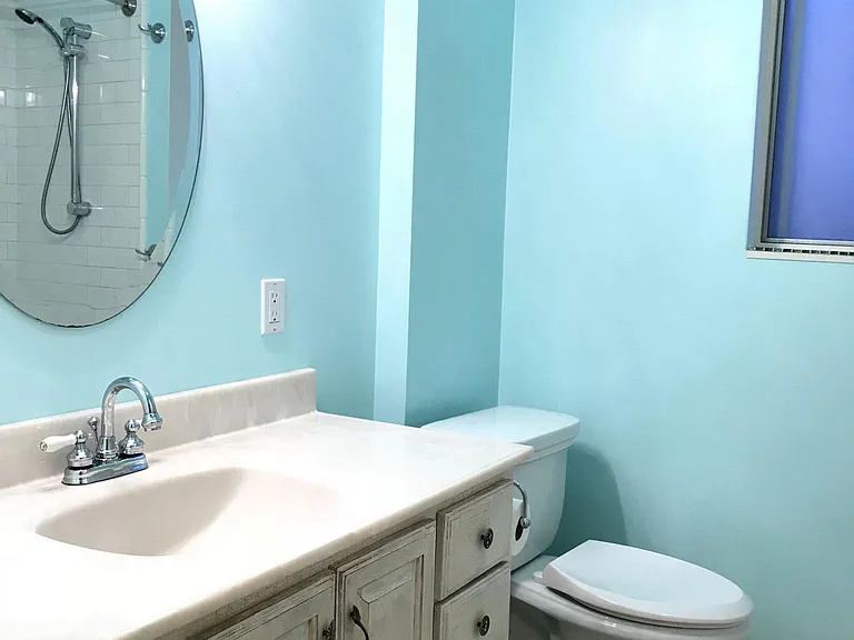 Main bathroom vanity and toilet.