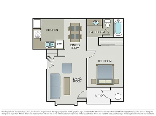 Floor plan 1 Bedroom 1 Bathroom A