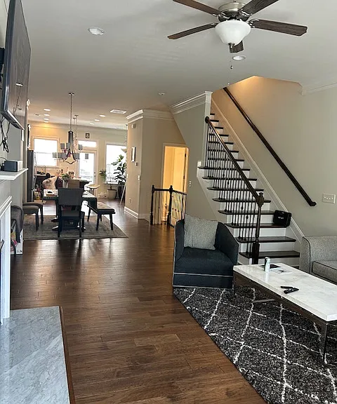 from front patio, looking inside living room