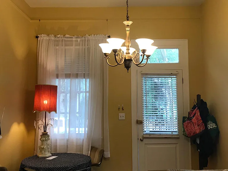 Living room with chandelier