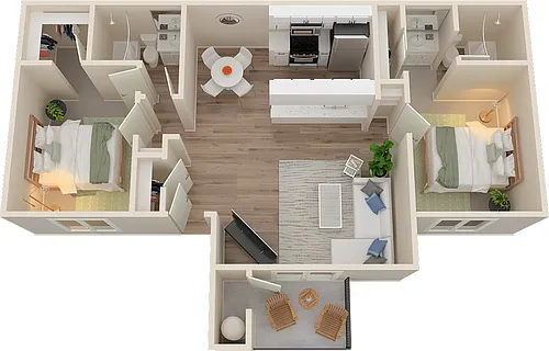 Floor plan 2 Bed 2 Bath A