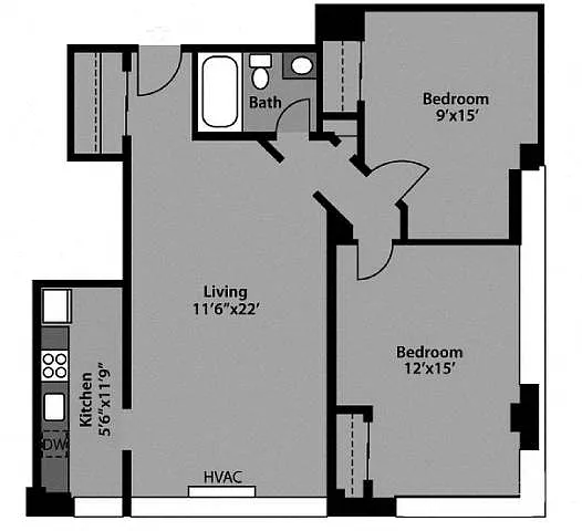 Floor plan 2 Bed / 2 Bath - B1A