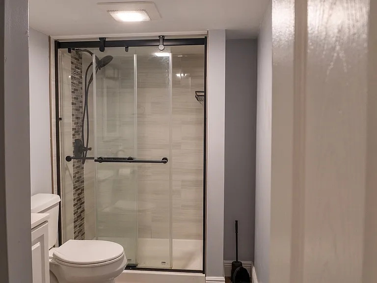 Semi-private bathroom in basement