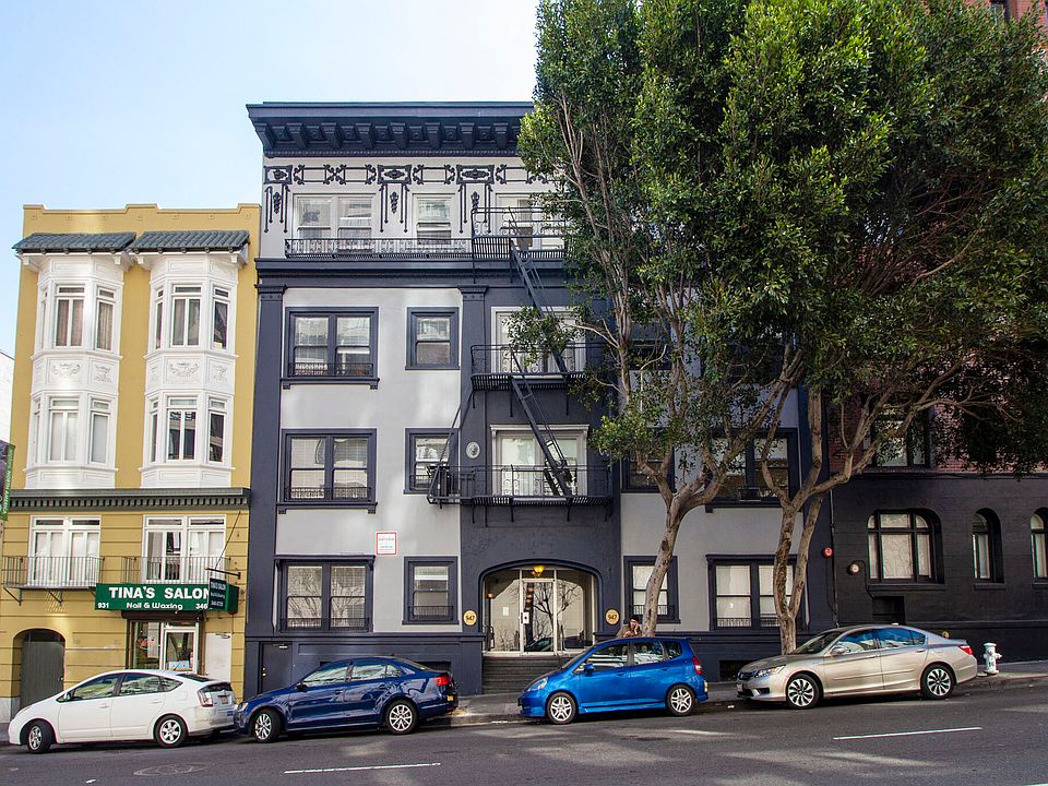 Front exterior view of the apartment building at 947 Bush St, San Francisco, CA 94109, United States