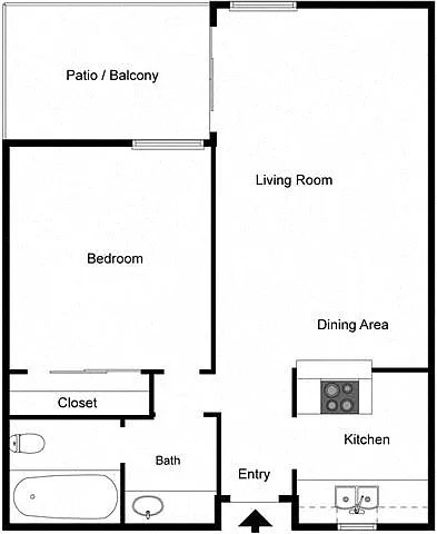 Floor plan 1 Bedroom 1 Bath Small