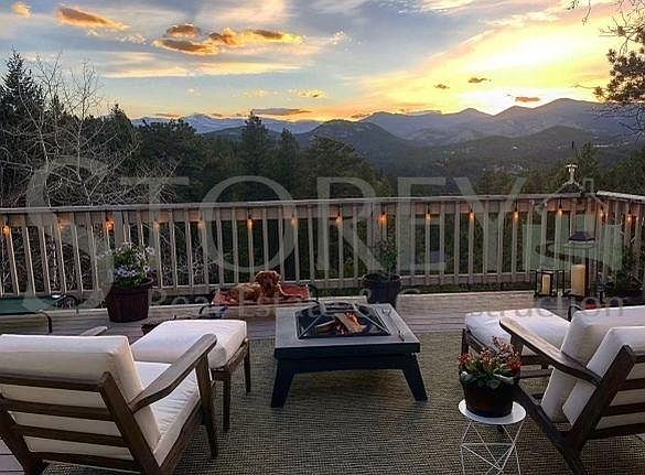 Sunset over Mt. Evans on the deck!