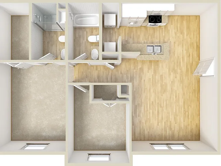 Braunfels Place - C - 2 Beds - 2 Baths - 965 Sq. ft.