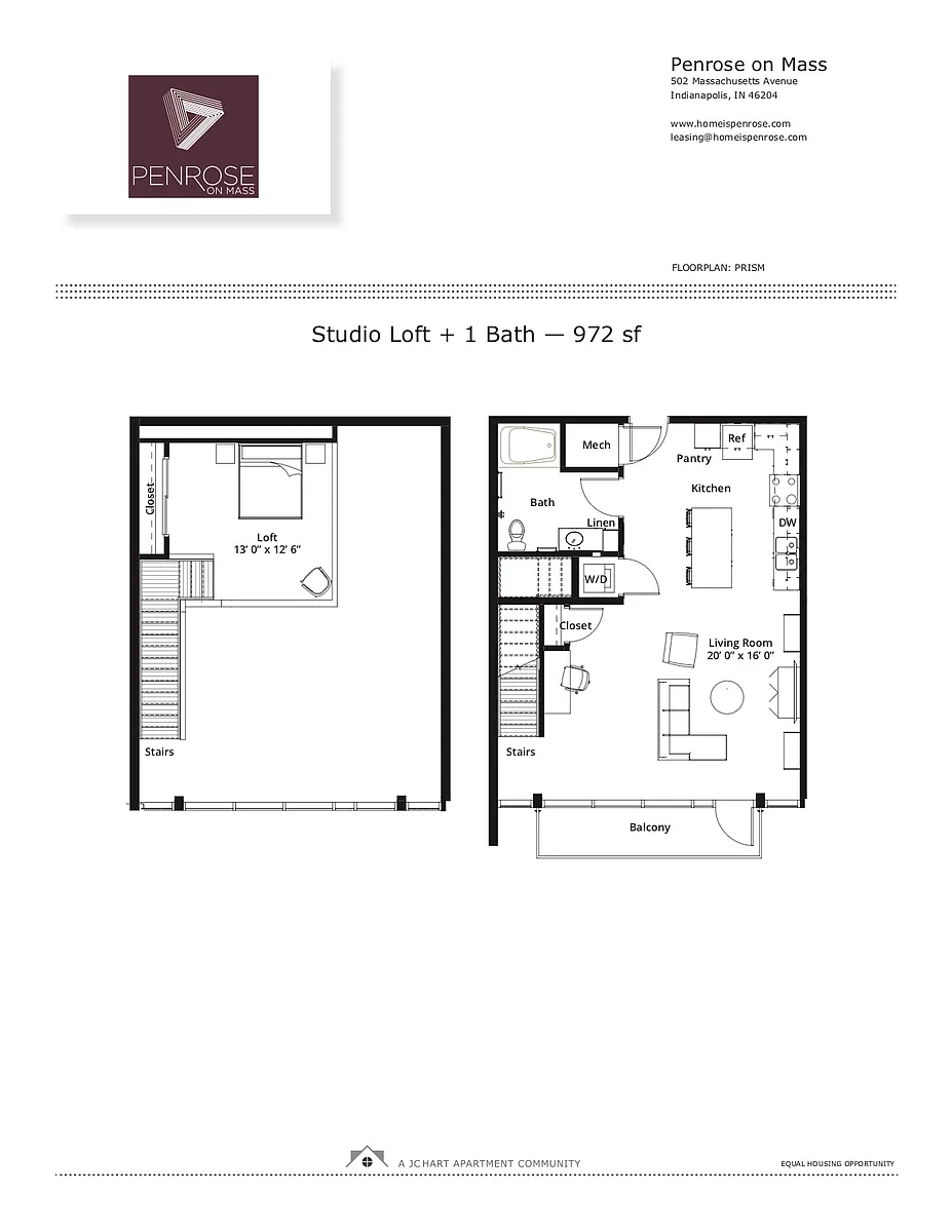Floor plan Studio Loft D Mass Ave Curtain Wall (tub/balc/mass
