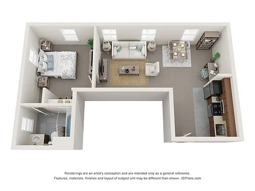 Floor plan 1BD, 1BTH