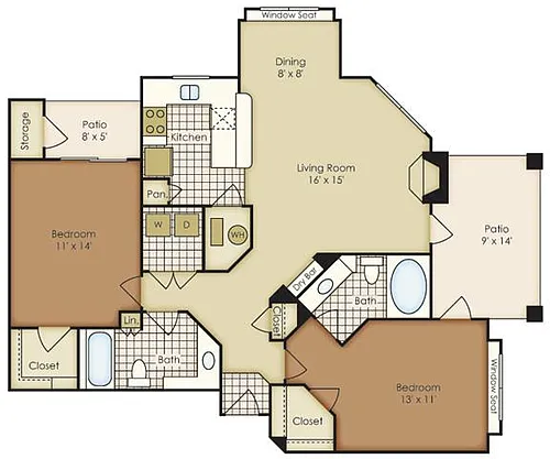 Floor plan Two Bedroom 3B2B
