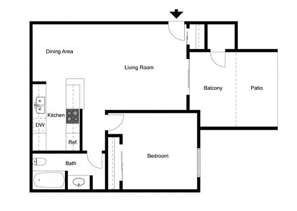 Floor plan 1 Bedroom 1 Bathroom