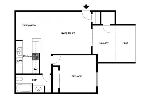 Floor plan 1 Bedroom 1 Bathroom