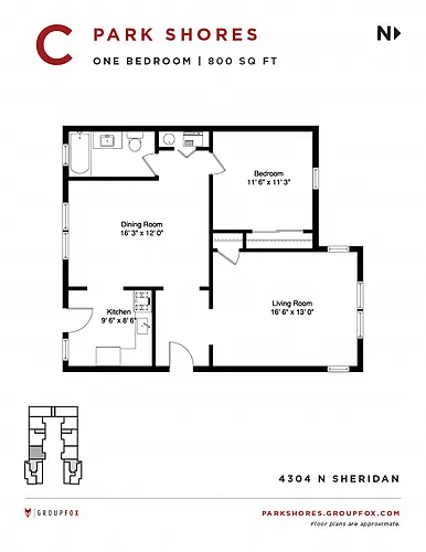 Floor plan One Bedroom