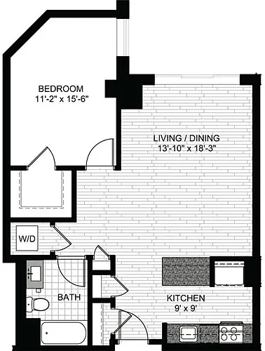 Floor plan 1 Bedroom Q