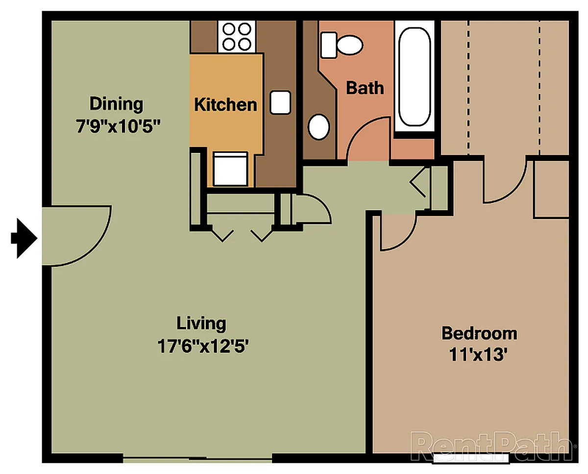 Floor plan 101 - 1 Br. Becket