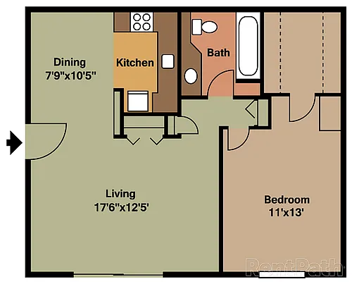 Floor plan 101 - 1 Br. Becket