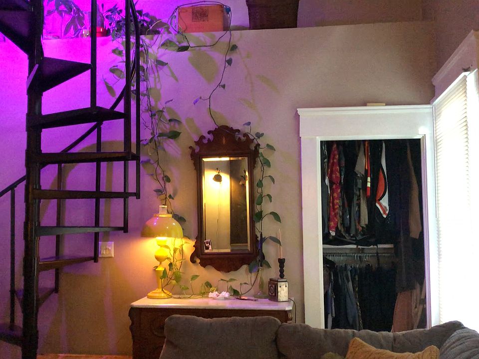 Spiral staircase leading to the loft