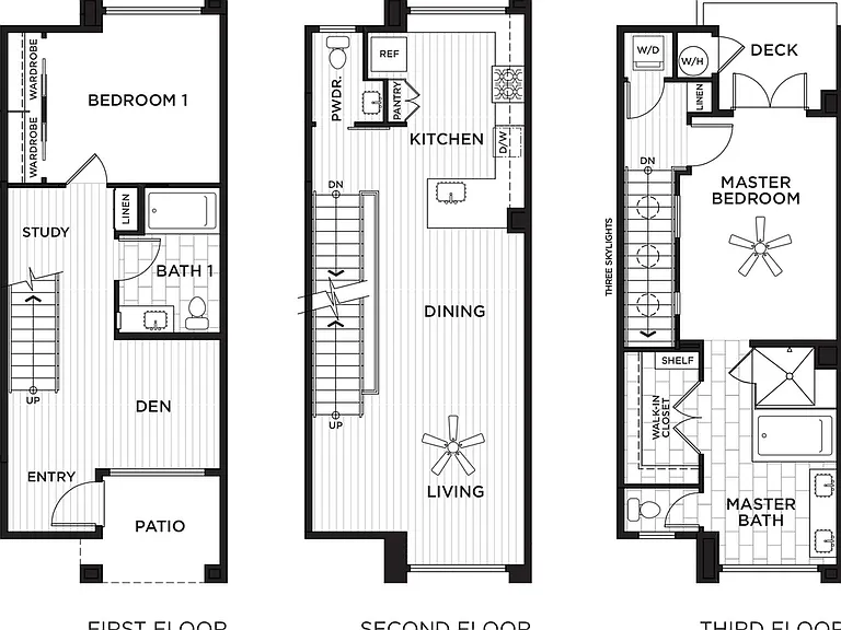 Charming multi-level floor plan with 2 bedrooms, a master suite with deck, open-concept kitchen and living area, plus a cozy patio and study space. Charming multi-level floor plan with 2 bedrooms, a master suite with deck, open-concept kitchen and living 