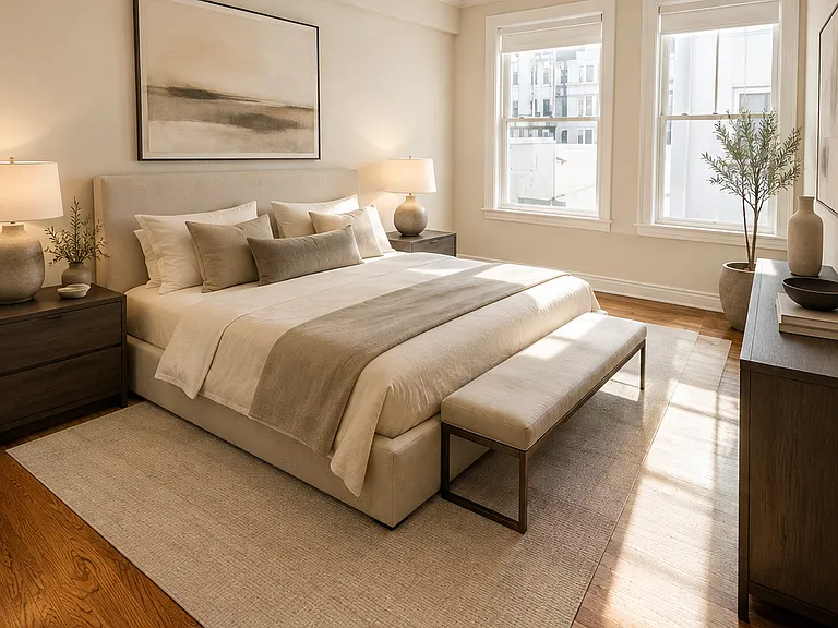 Unit #504 MASSIVE 2nd Bedroom with hardwood floors and recessed can lighting!