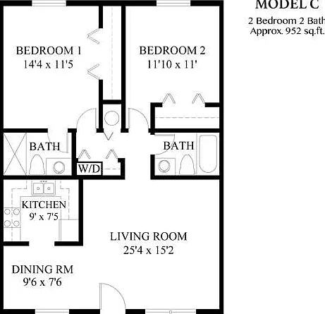 Model C - 2 Bedroom, 2 Bath Model C - 2 Bedroom, 2 Bath
