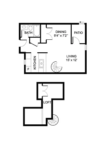 Floor plan Studio with Loft