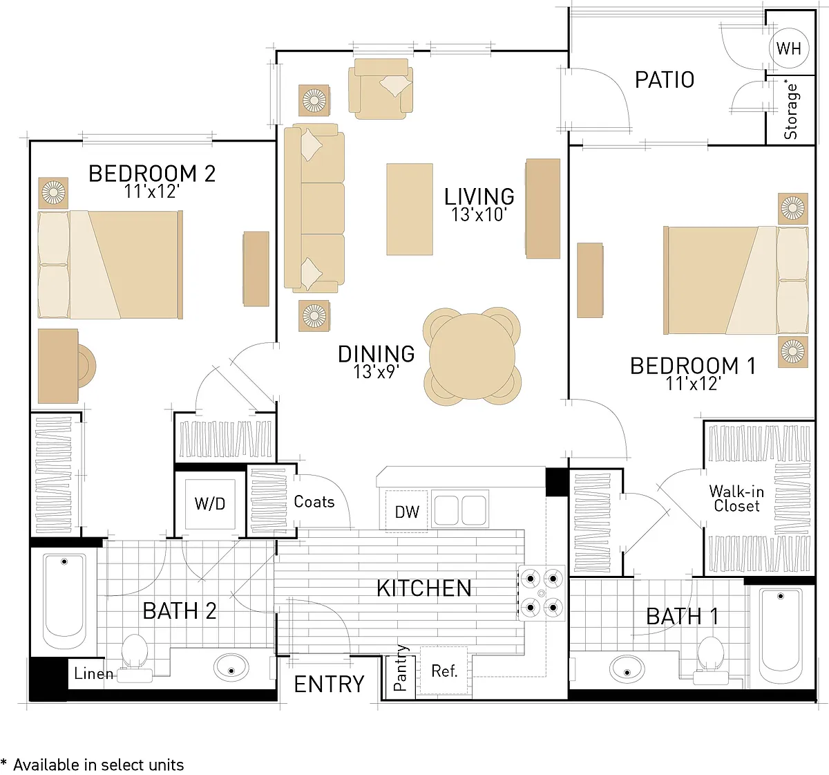 Floor plan The Laurels- Two Bedrooms