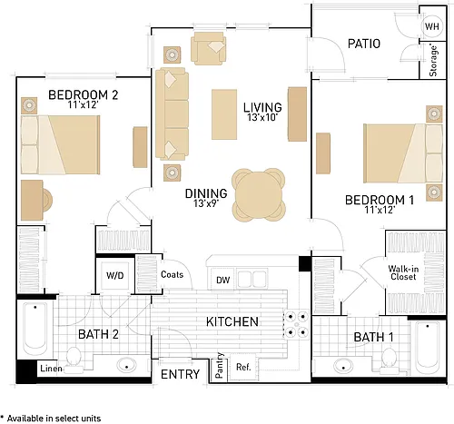 Floor plan The Laurels- Two Bedrooms