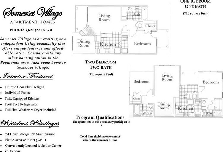 Somerset Village Features and Floorplans