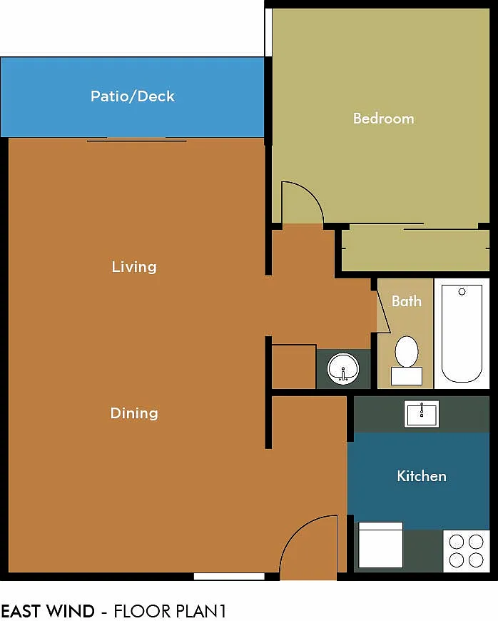 Floor plan 1 Bedroom 1 Bath