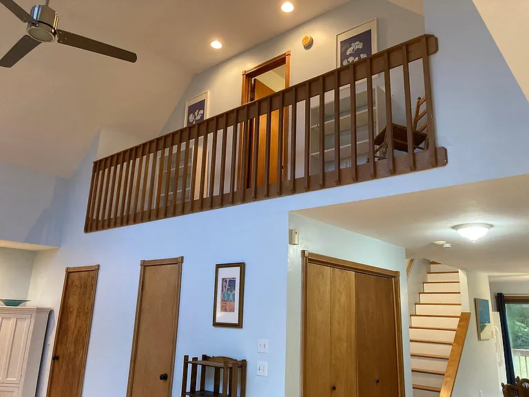 Balcony overlooks the living room