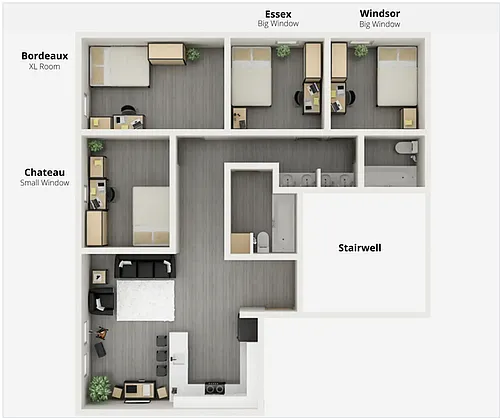 Floor plan 4x2 Corner