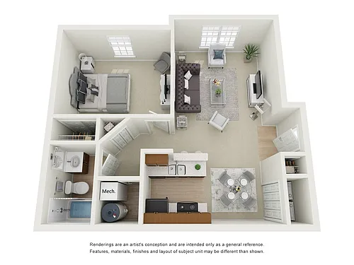Floor plan One Bed, One Bath B