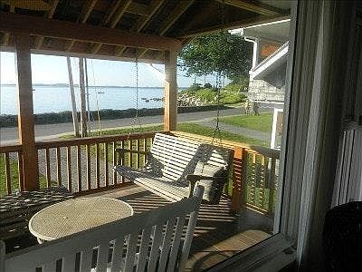Porch swing with views of Fishers Island Sound