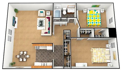 Floor plan Two Bedroom One Bath