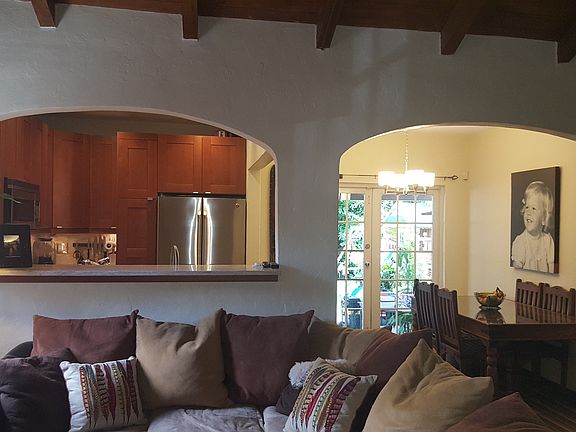 Living area into dining & kitchen