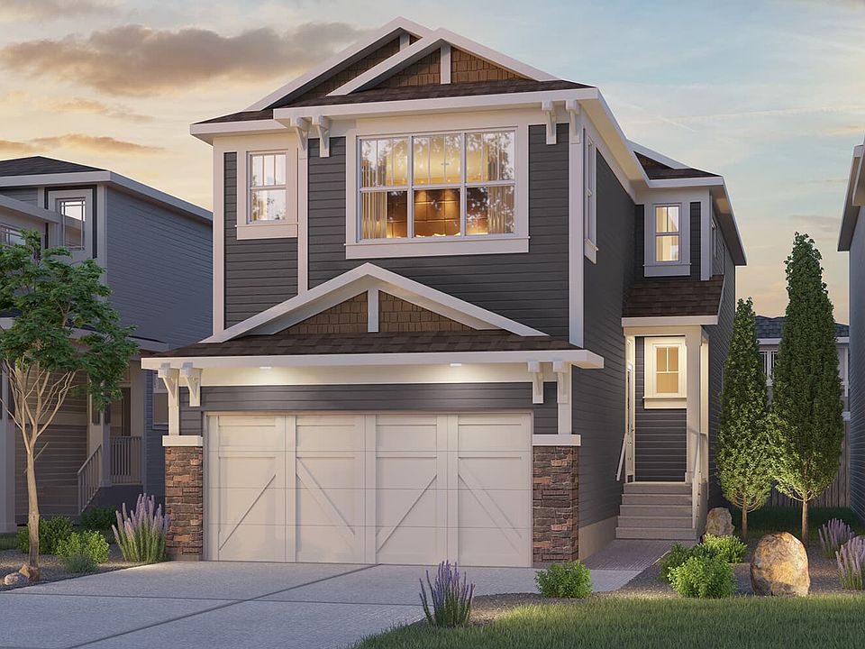 Exterior view of the Cheyenne Craftsman model by Brookfield Residential in Calgary.