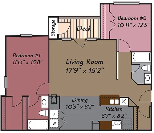 Floor plan 2 Bedroom 2 Bath