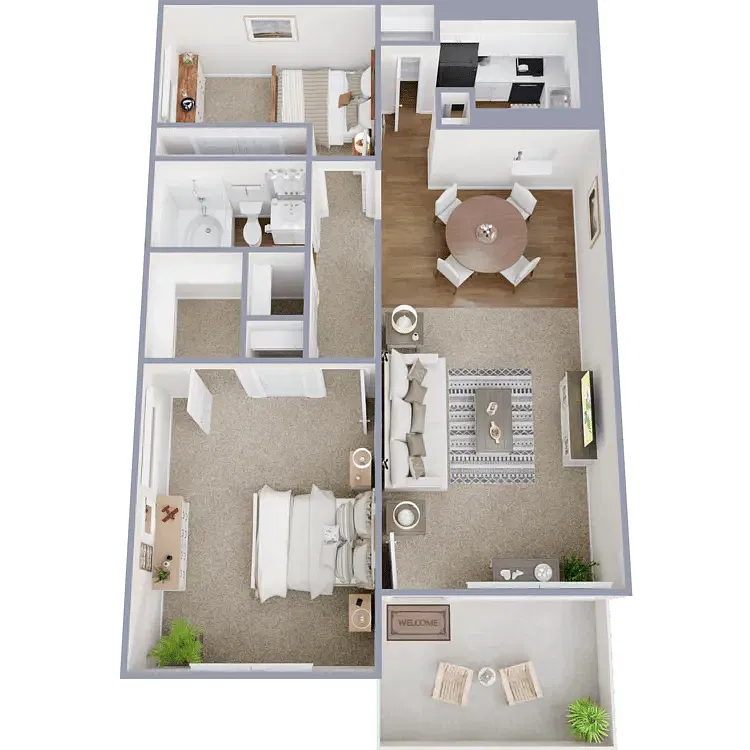 Floor plan 2 Bedroom 1 Bath Classic